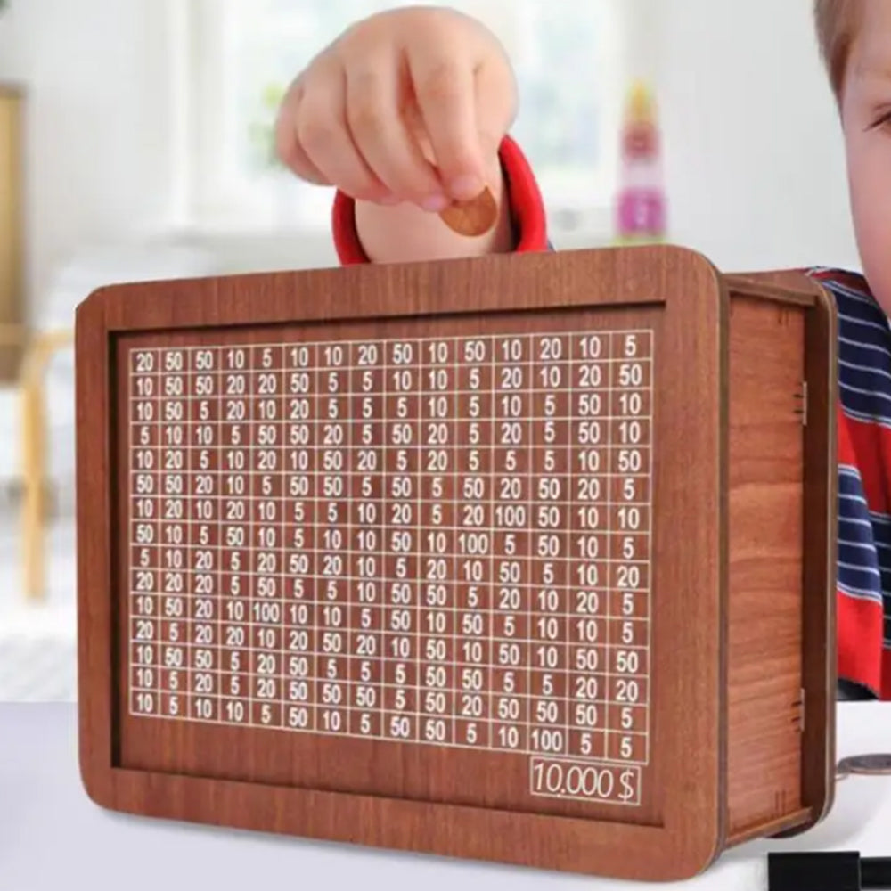 Vault Wooden Cash Saving Box with 1 Erasable Pen-10000