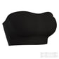 Women Strapless Wirefree Bandeau Bra with Removable Shoulder Straps-Black
