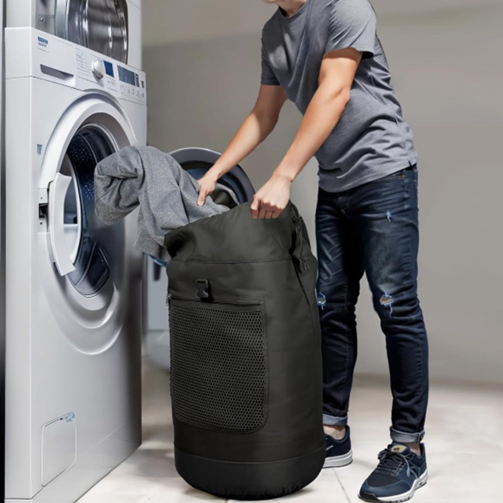 Heavy Duty Laundry Bag Oxford Backpack Luggage Storage with Drawstring Shoulder Strap
