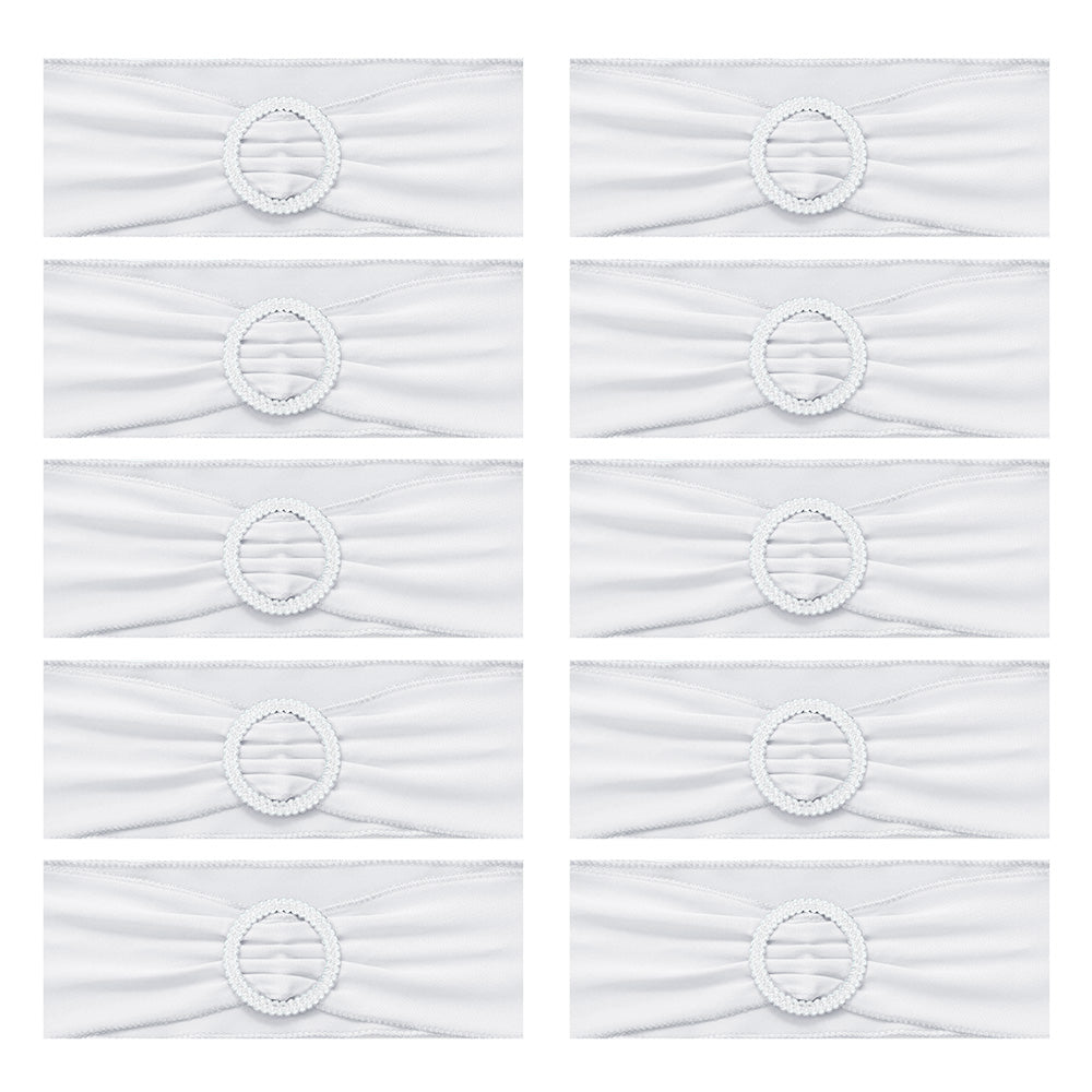 10Pcs Elastic Chair Sashes Bows with Buckle Spandex Chair Bands for Weddings Parties Meetings