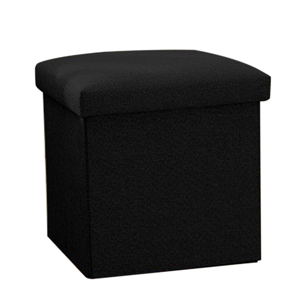 Foldable Storage Ottoman Shoe Bench with Thick Foam Lid-Black