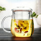 Glass Tea Cup with Infuser and Lid Borosilicate Tea Mug for Loose Leaf Tea