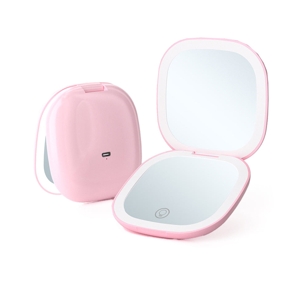 Lighted Travel Makeup Mirror with 1X/10X Magnifying Double Sided Dimmable