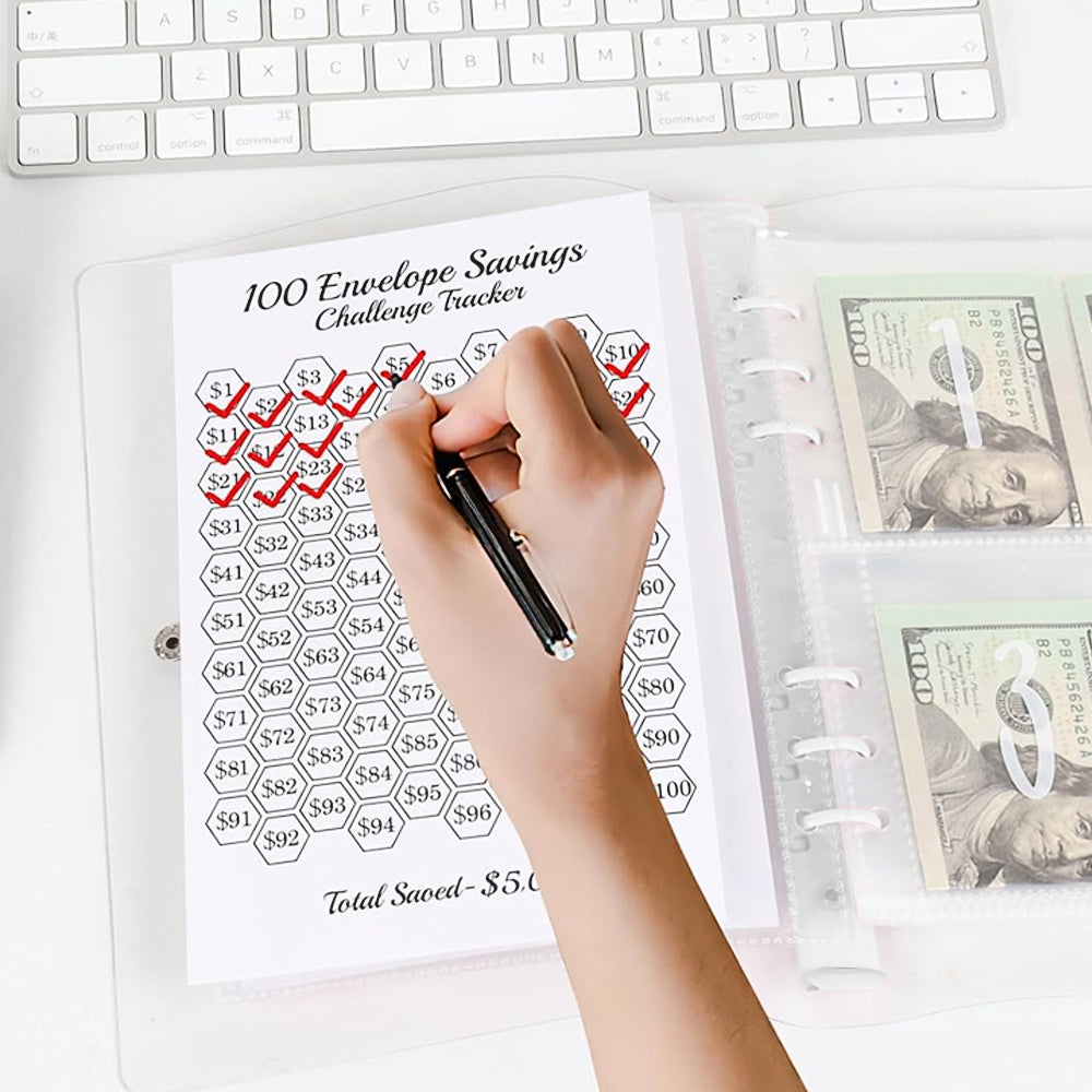 100 Envelopes Money Saving Challenge Binder Budget Planner Book