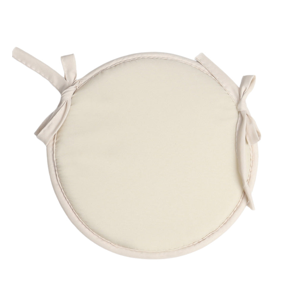2Pcs Round Sponge Chair Cushions with Ties for Stools-Beige