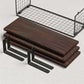 3 Piece Engineered Wood Wall Shelves with Metal Storage Basket
