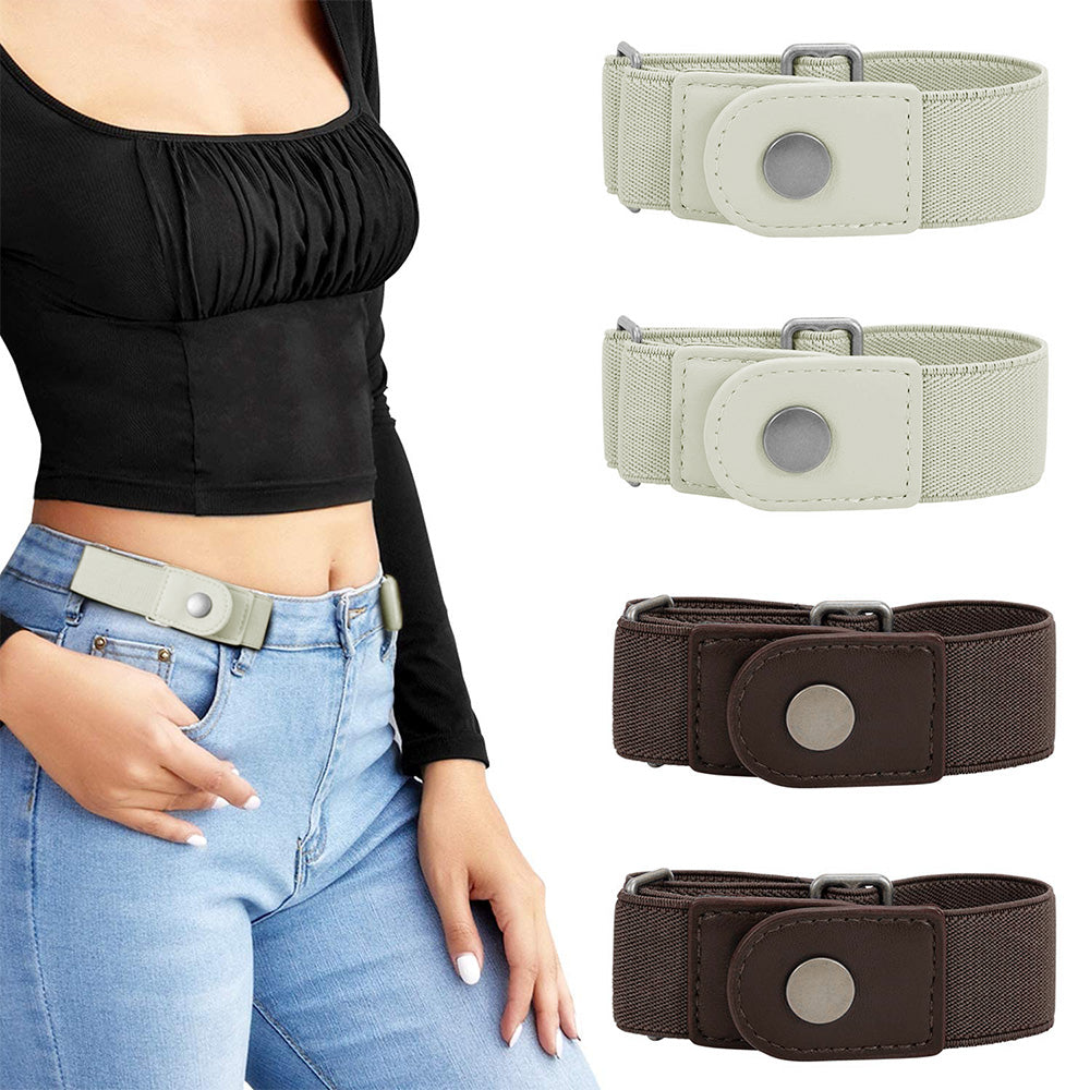 Elastic Belt Side Buckle for Jeans Pants Unisex Adults Adjustable Waistband Stretch