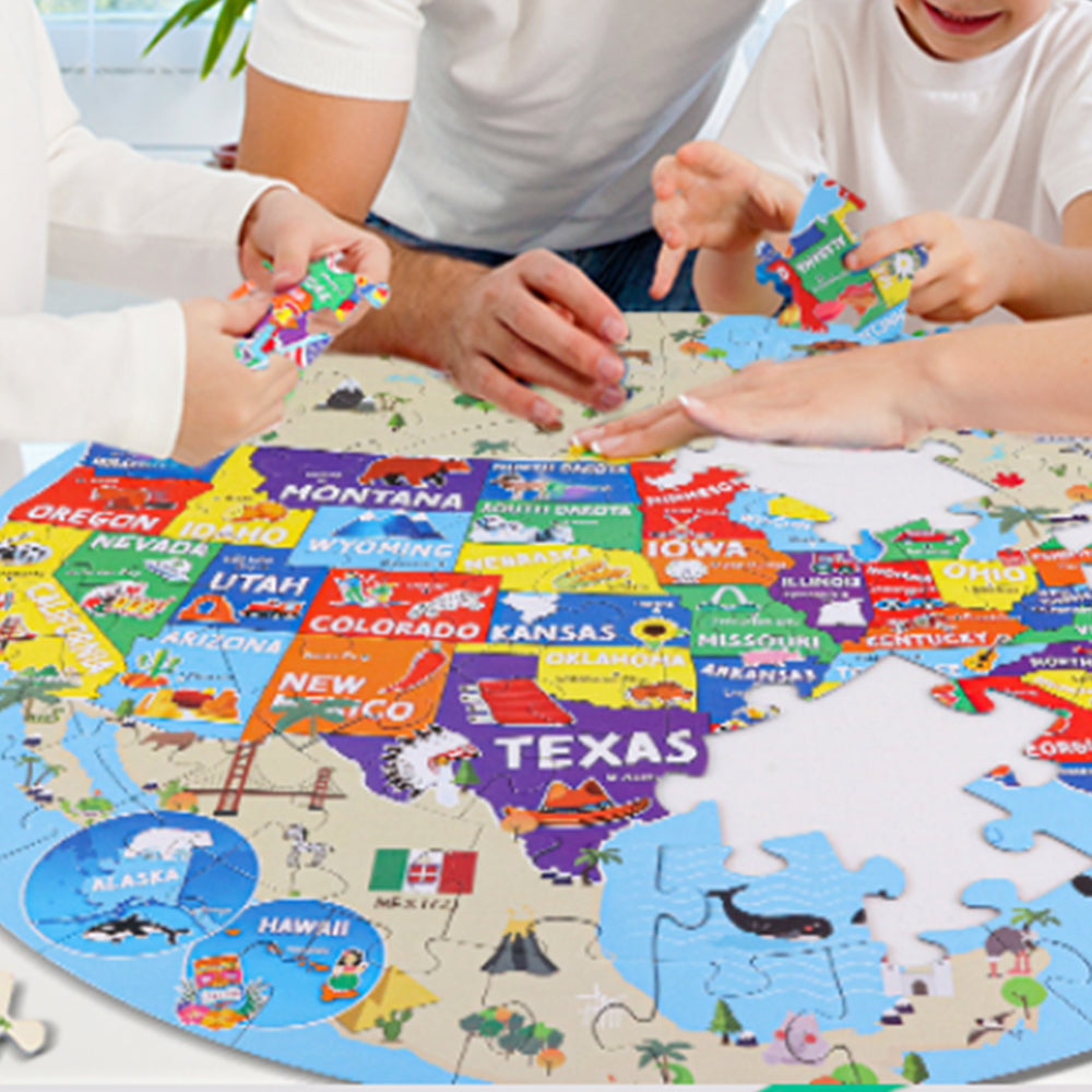Round World Map Geography Puzzle Jigsaw for Kids