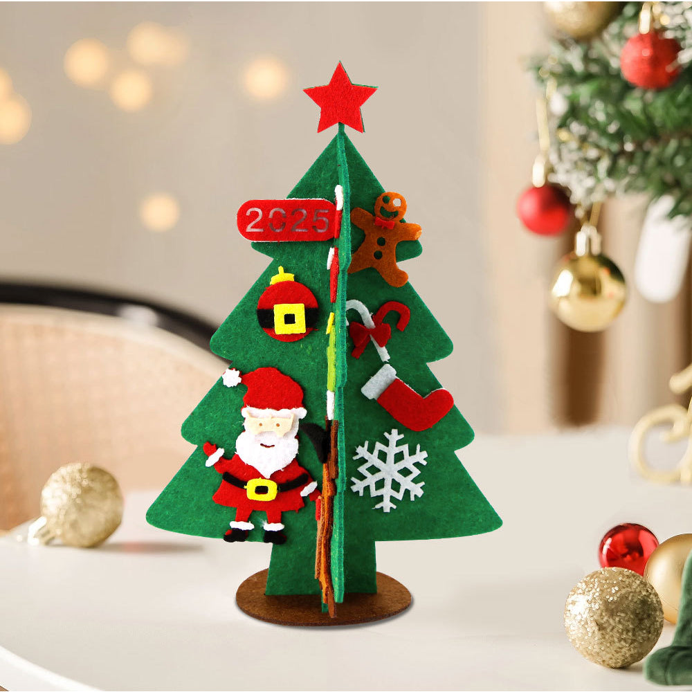 5Pcs Felt Christmas Tree Set DIY with Removable Ornaments Xmas Hand Craft Decoration