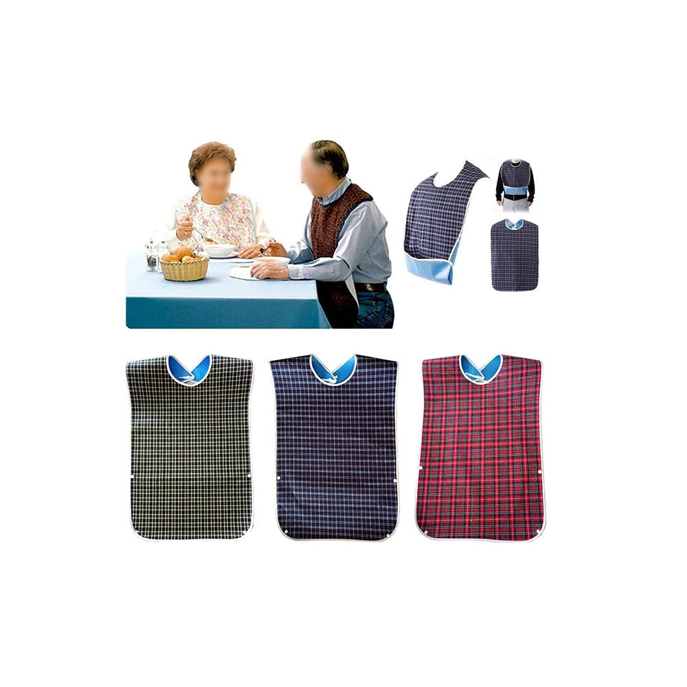3 PCS Easy Clean Adult Dining Bibs with Neck Snap and Food Catching Pocket