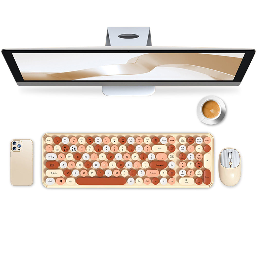 2.4GHz Wireless Keyboard And Mouse Combo With Round Key Caps