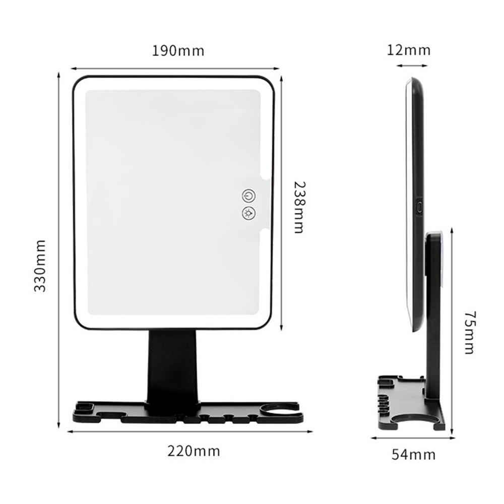 Bathroom Anti Fog Mirror with Lights Built In Shelf No Drilling Installation for Shower Room