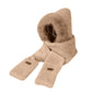 3-in-1 Winter Warm Plush Hooded Scarf Hat and Gloves