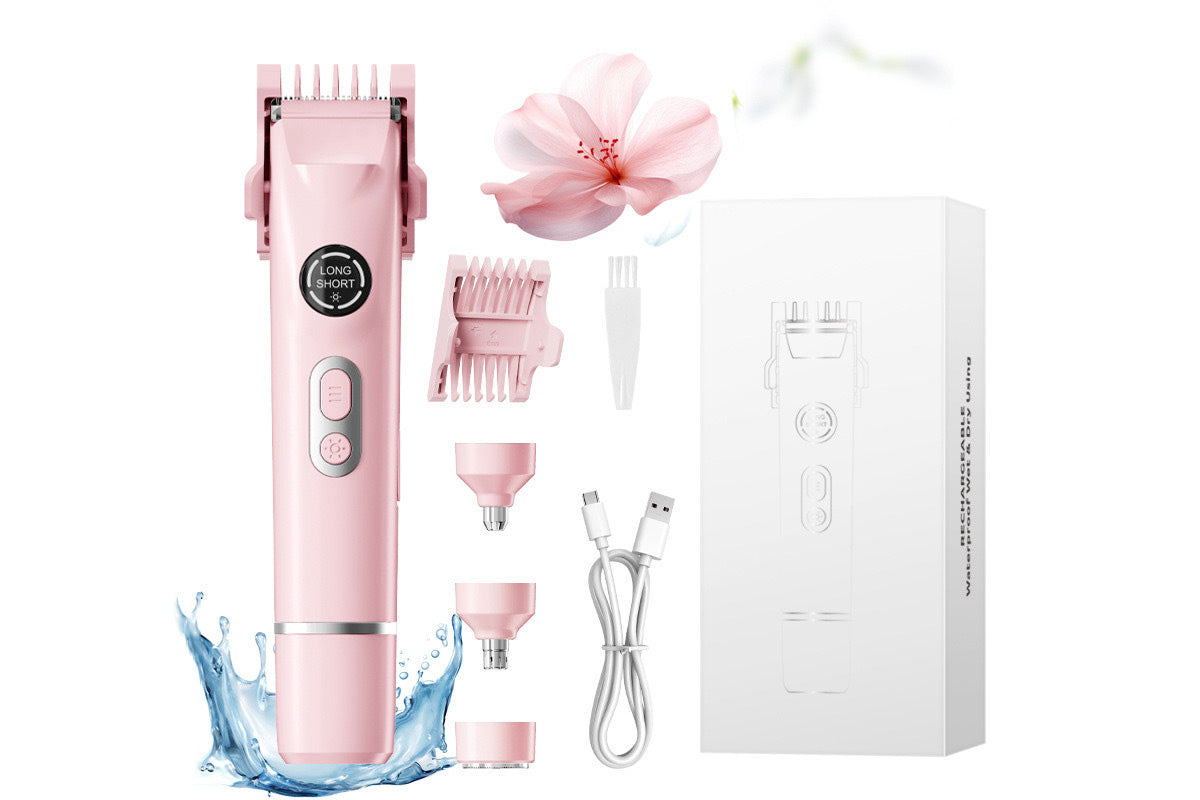 4-in-1 Women's Dual Heads Electric Shaver Cordless Body Hair Trimmer with 4 Heads Hair Removal Kit