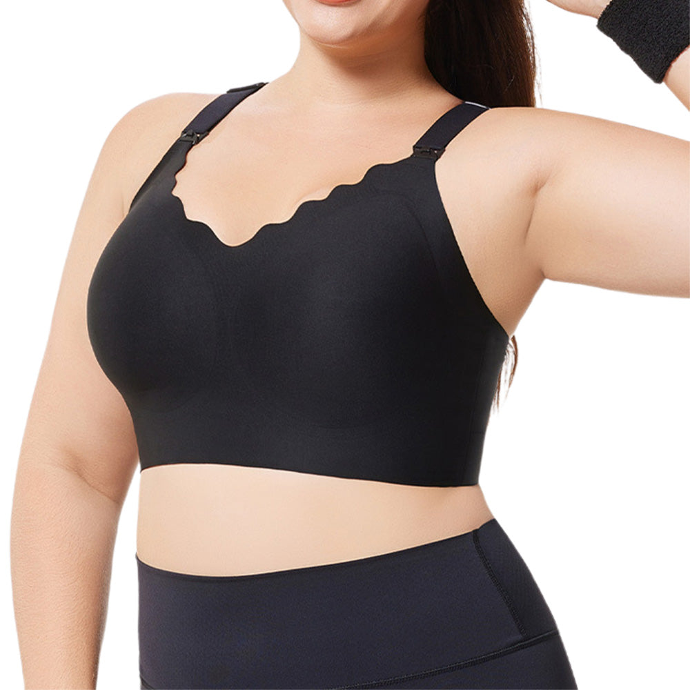 Seamless Bra for Women Adjustable Wirefree Bra for Sport Daily Wear-Black