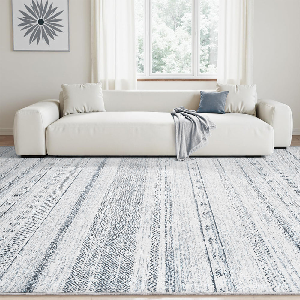 Bohemian Rug Crystal Velvet Machine Washable Non-Slip Scratch-Proof for Living Room Bedroom Dining Room-Blue