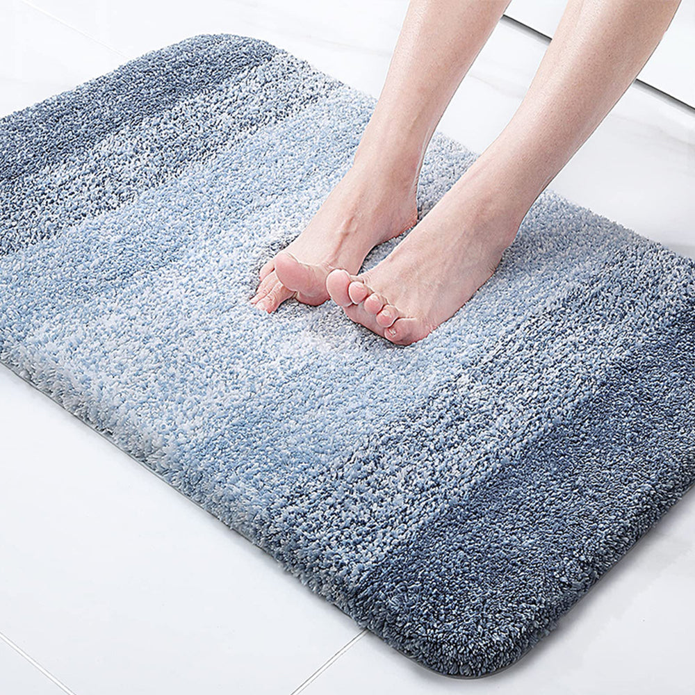Gradient Stripe Microfiber Bath Mat Absorbent Quick Dry Bathroom Rug with Rubber Backing Machine Washable