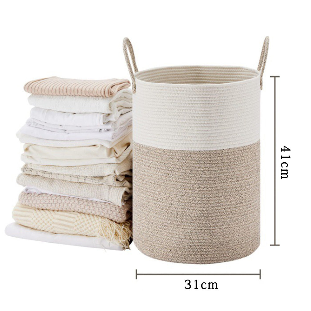 Large Woven Laundry Basket Cotton Rope Hamper for Laundry Toys & Blankets