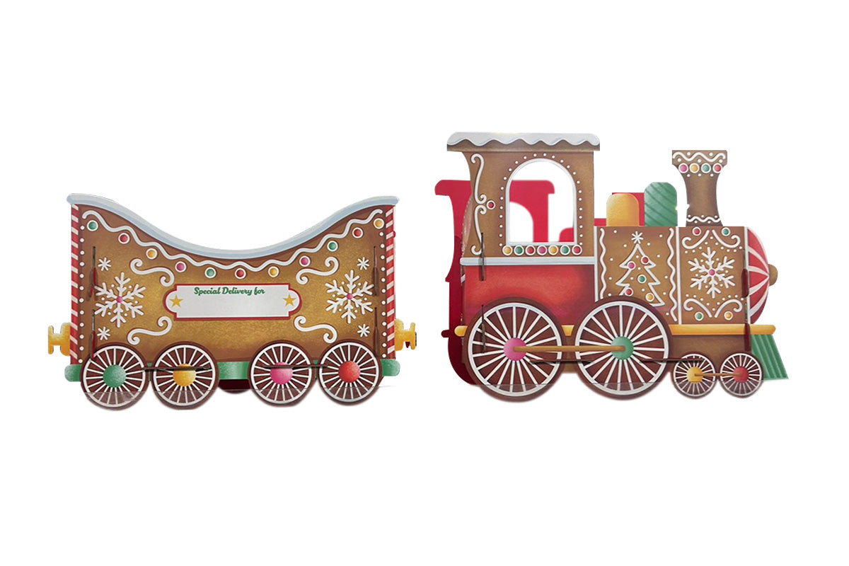Santa Gift Train Christmas Cardboard Gift Box Present Holder Home Decoration