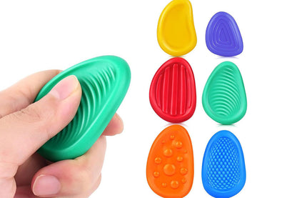 6Pcs Silicone Fidget Toy Sensory Stone Textured Worry Stone Adults Stress Relief Toy
