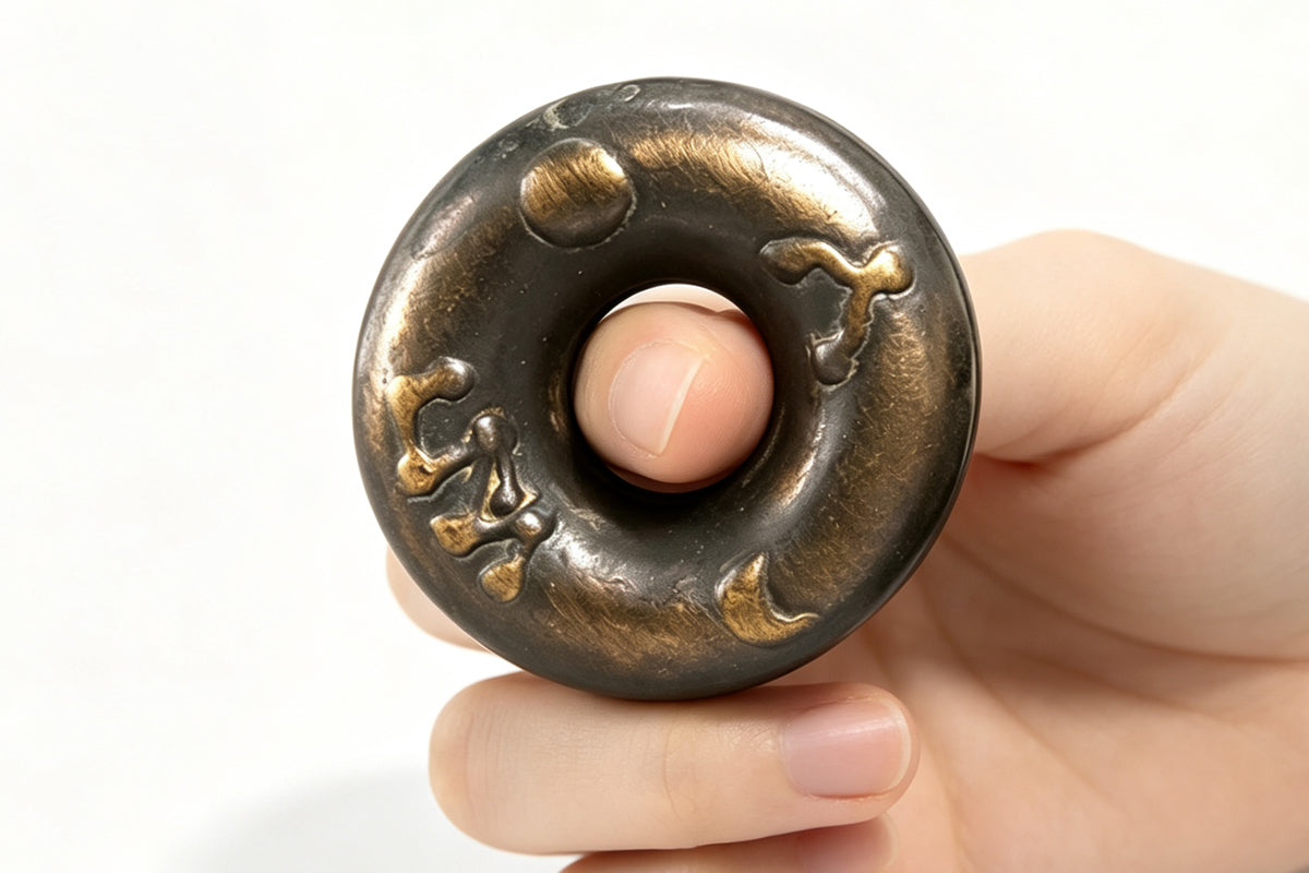 Vintage Brass Meditation Hand Bell Rotating Stress Relief Fidget Spinner Ring Hand Toy for Aldults