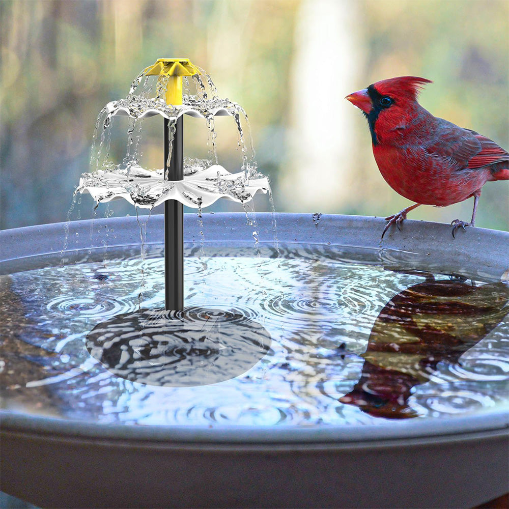 4W 3 Tiered Multifunctional Solar Bird Bath Fountain for Courtyard Patio Balcony