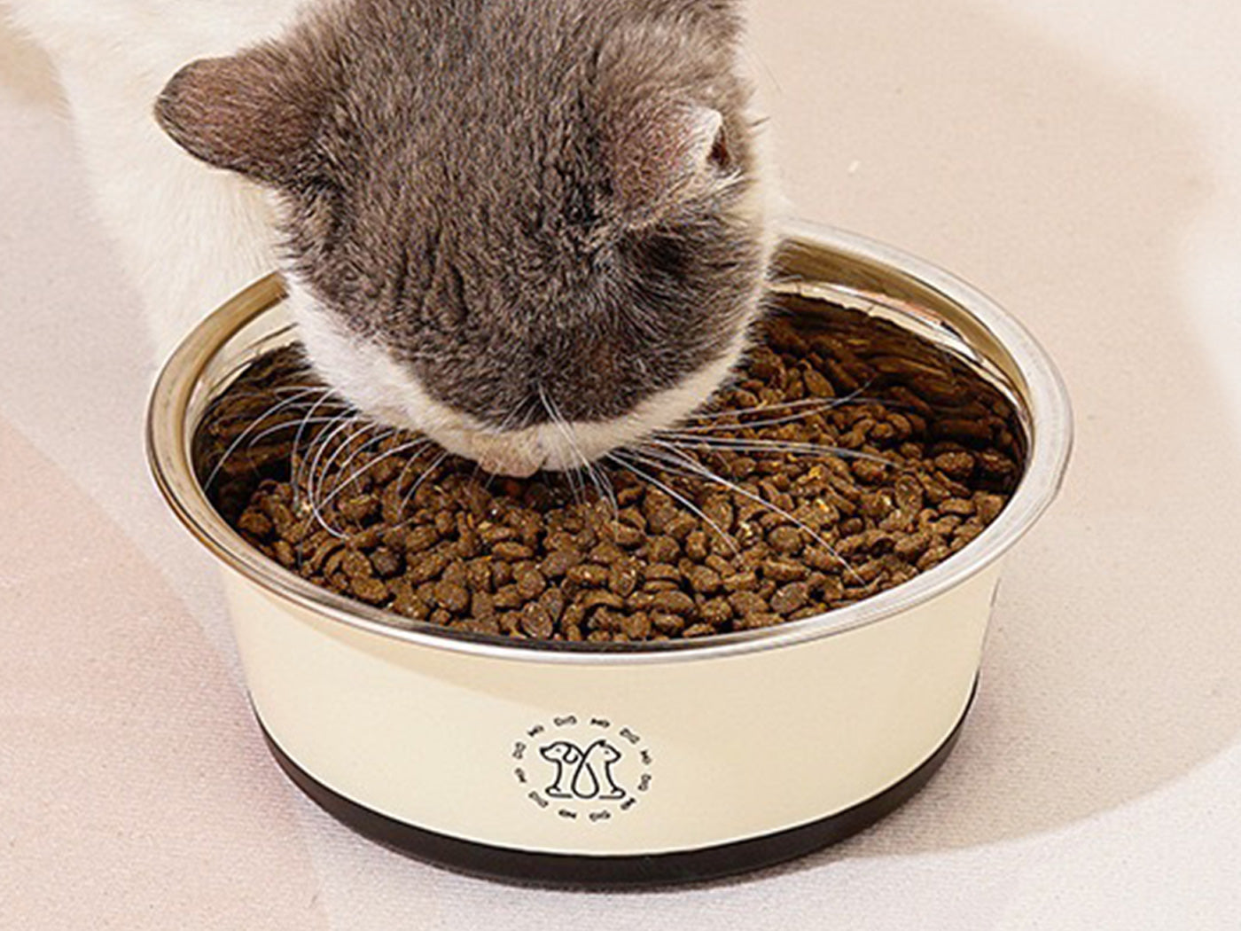 2L Stainless Steel Pet Feeding Bowl 25cm Non-Slip Dog Cat Food Water Bowl