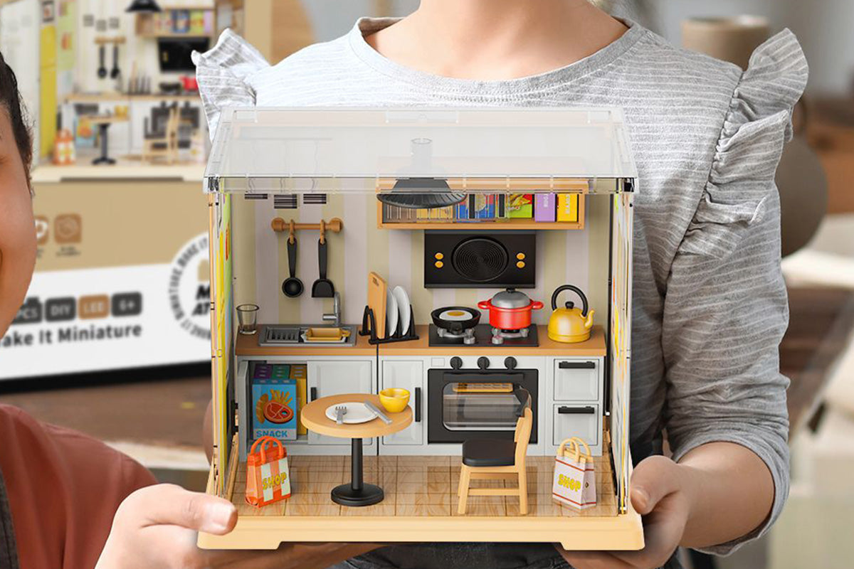 DIY Miniature Dollhouse Kit 3D Puzzle Dollhouse Toy with Dust Cover and Light