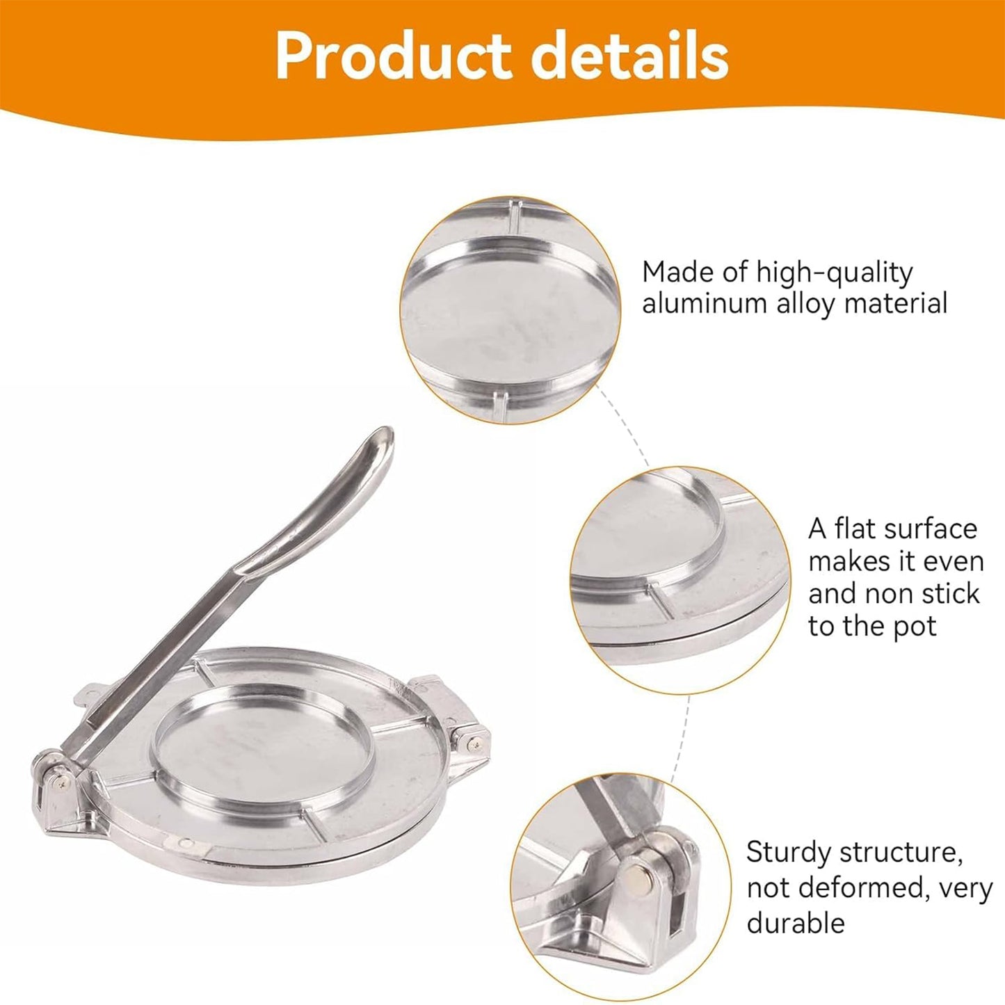 16CM Aluminium Alloy Tortilla Press Flat Bread Maker