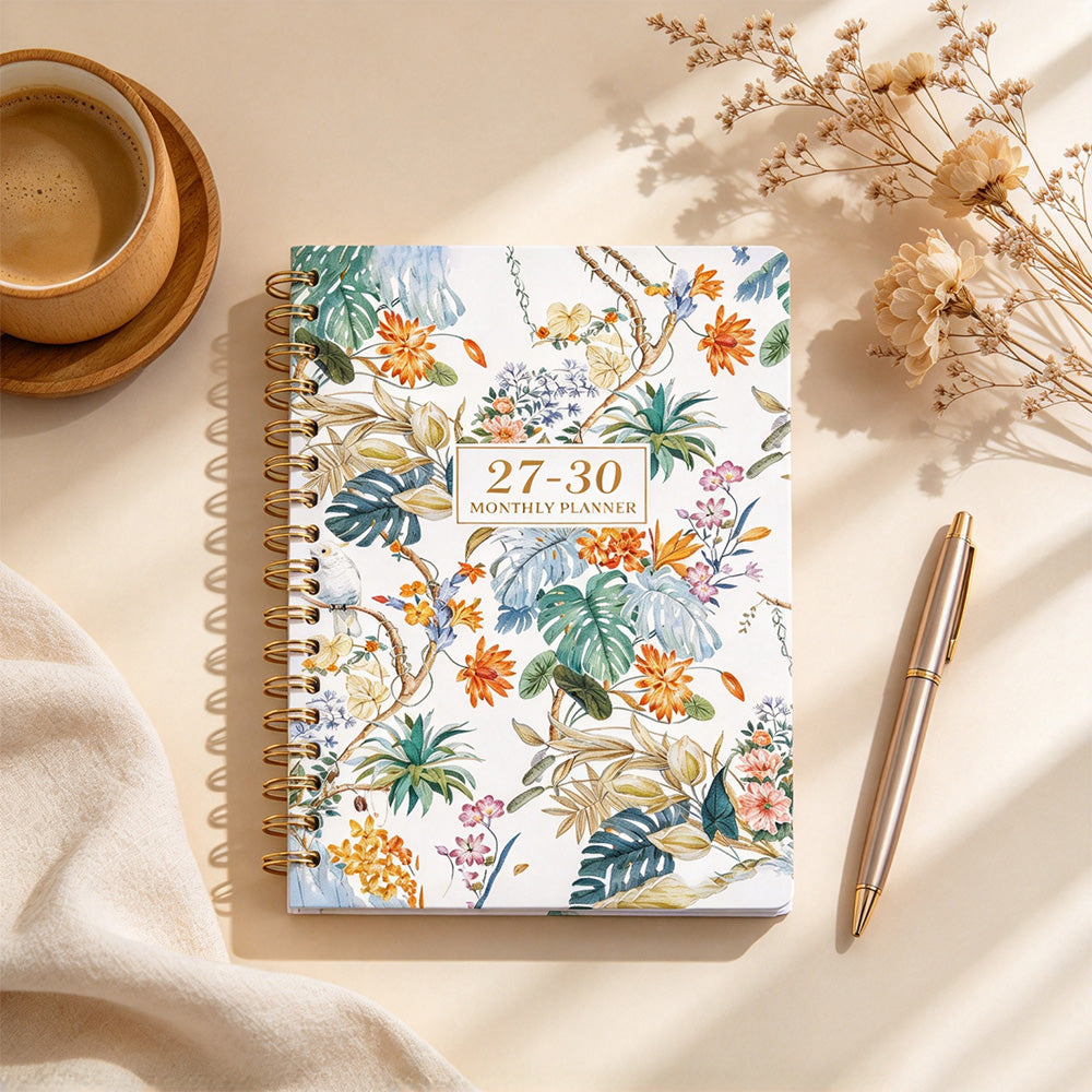2027 to 2030 Four Year A5 Spiral Monthly Goal Planner Notebook