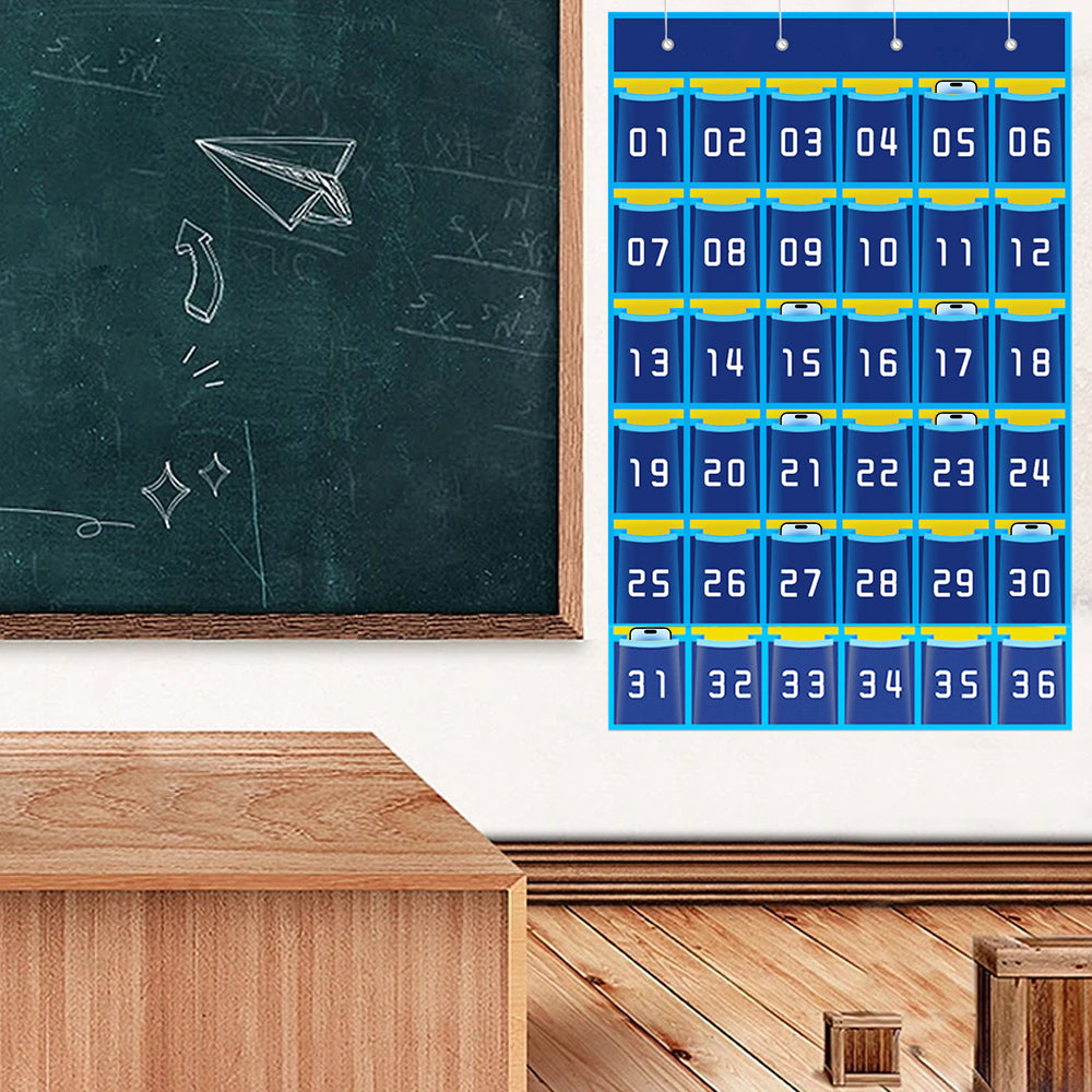 Numbered Classroom Sundries Closet Pocket Chart for Cell Phones Holder