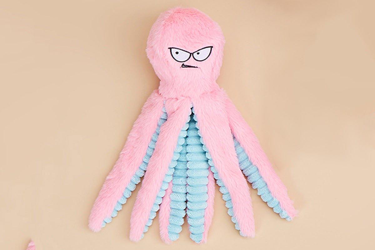 Interactive Plush Squeaky Dog Toy with Crinkle Tentacles for Medium & Large Dogs