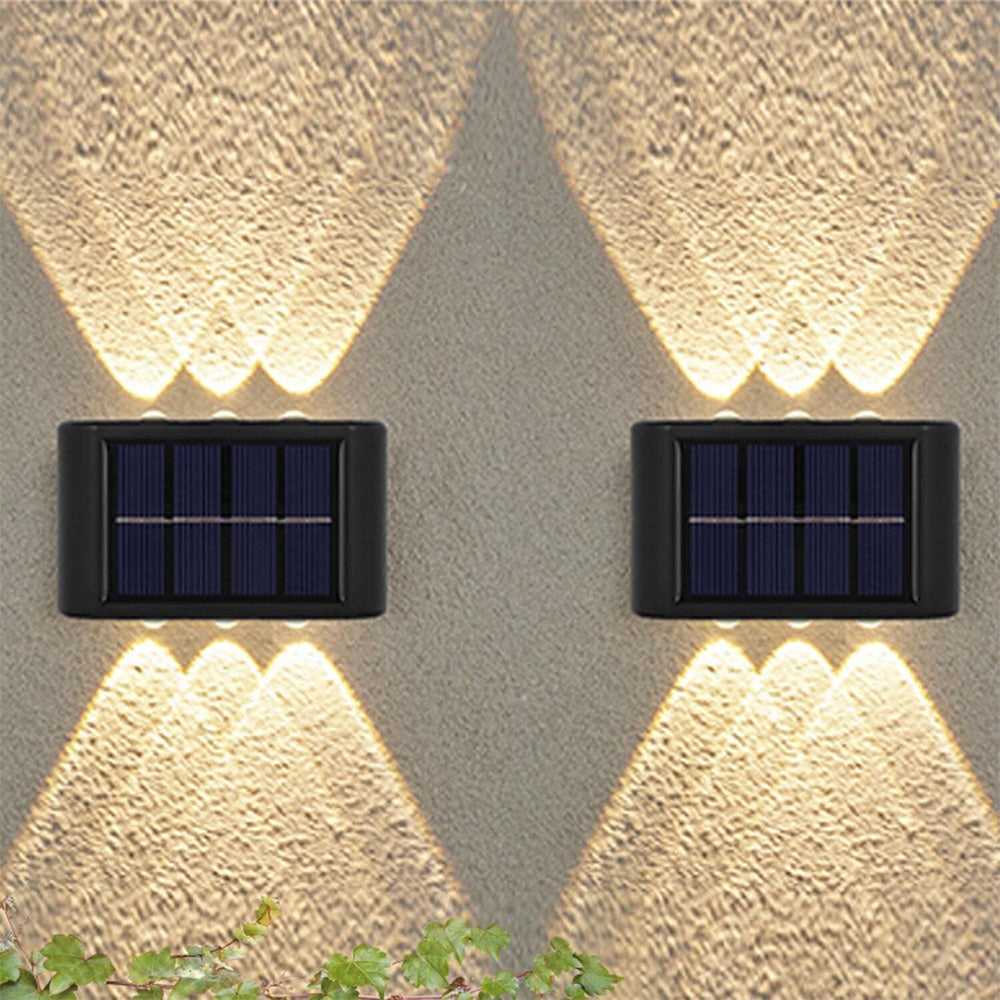 4Pcs Solar Wall Light for Outdoor Fence Waterproof Convex Lens Design