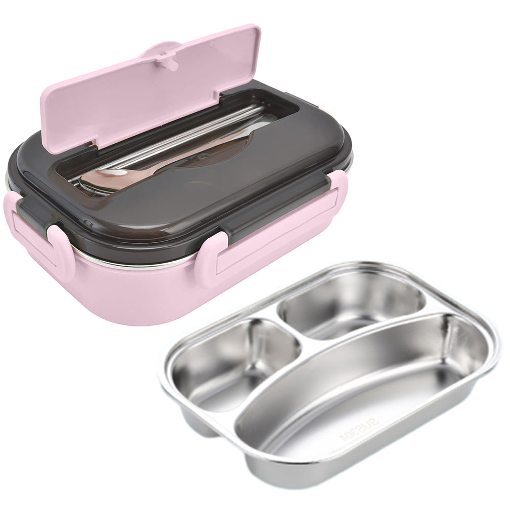 304 Stainless Steel Insulated Bento Lunch Box with 3-Compartments
