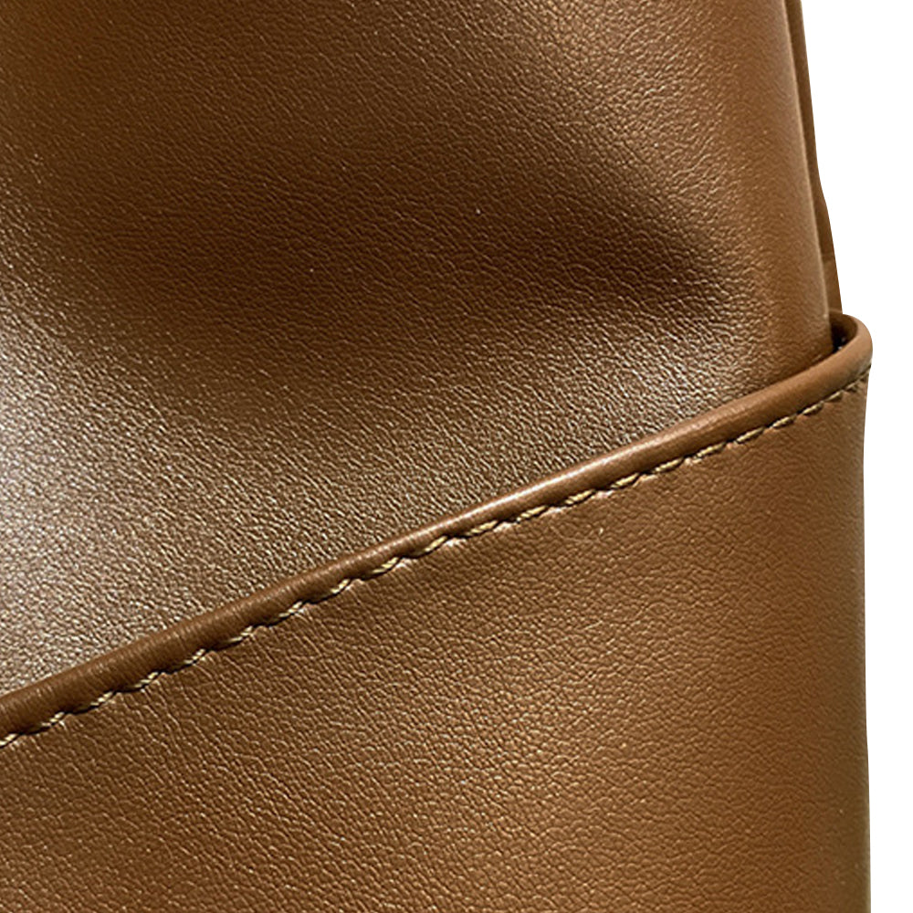 Solid Color PU Leather Shoulder Bag Large Capacity Tote Bag