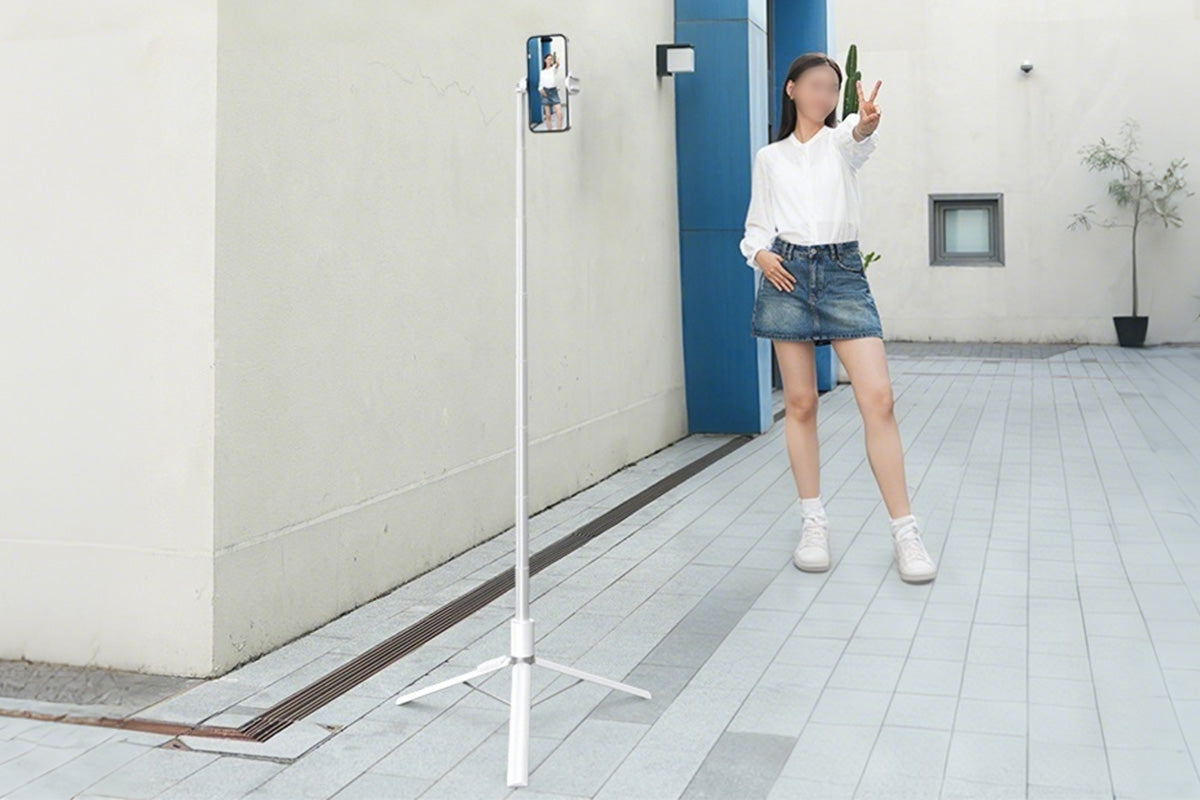 Extendable Phone Tripod Selfie Stick with 9-Button Wireless Remote for Travel Vlogging
