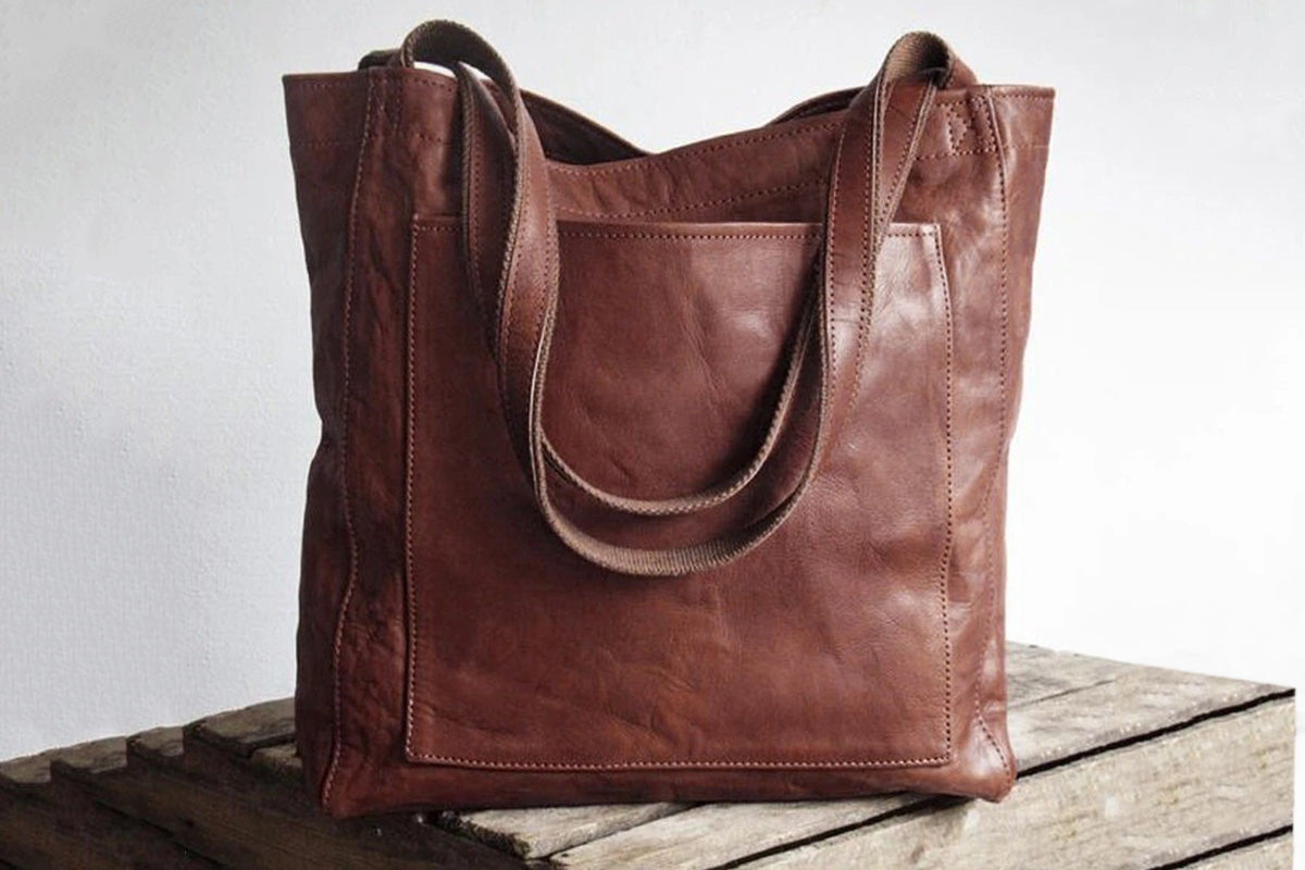 Vintage PU Leather Tote Bag Casual Shoulder Handbag