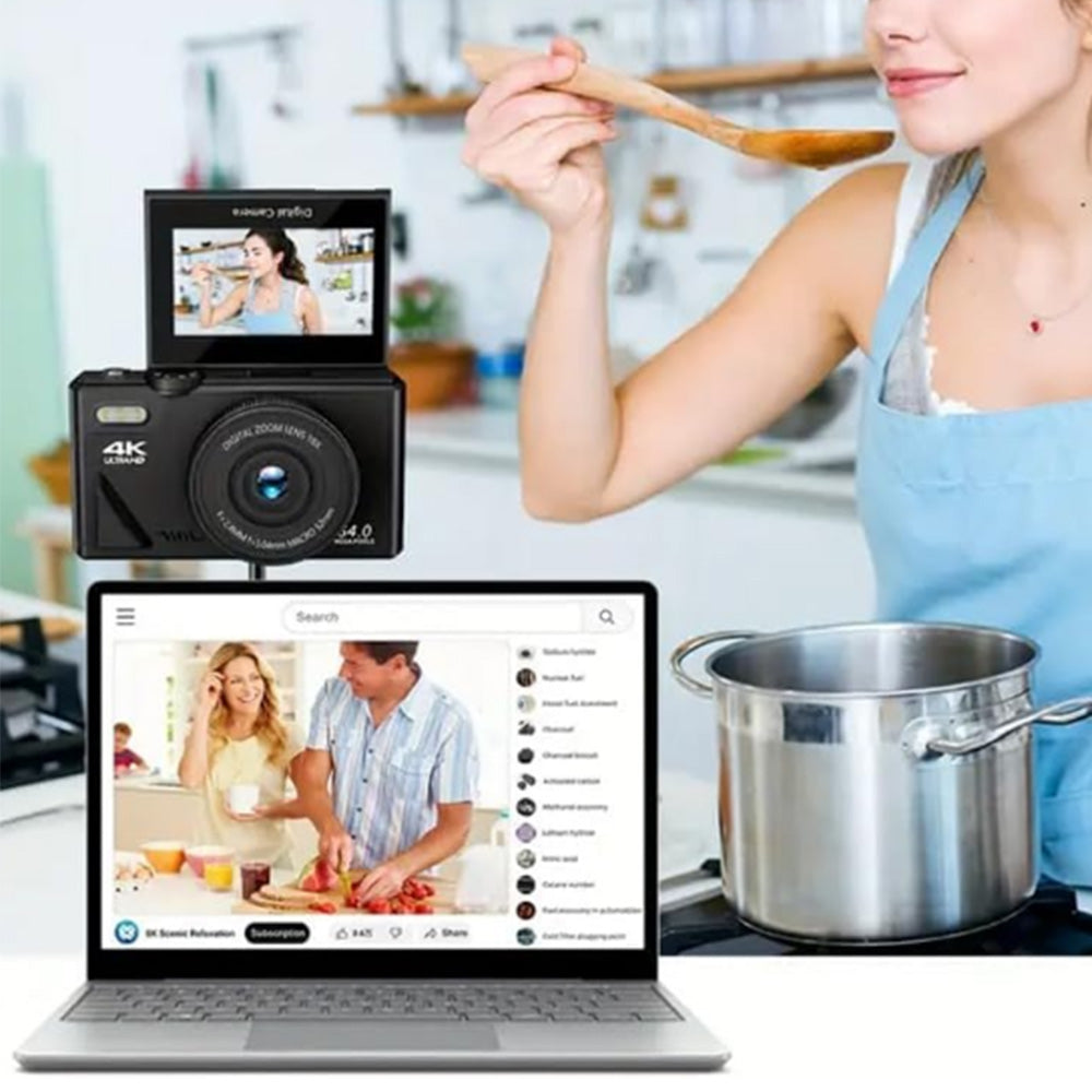 Digital Camera with 180 Degree Flip Screen WiFi Vlogging Camera with 64G TDF Card