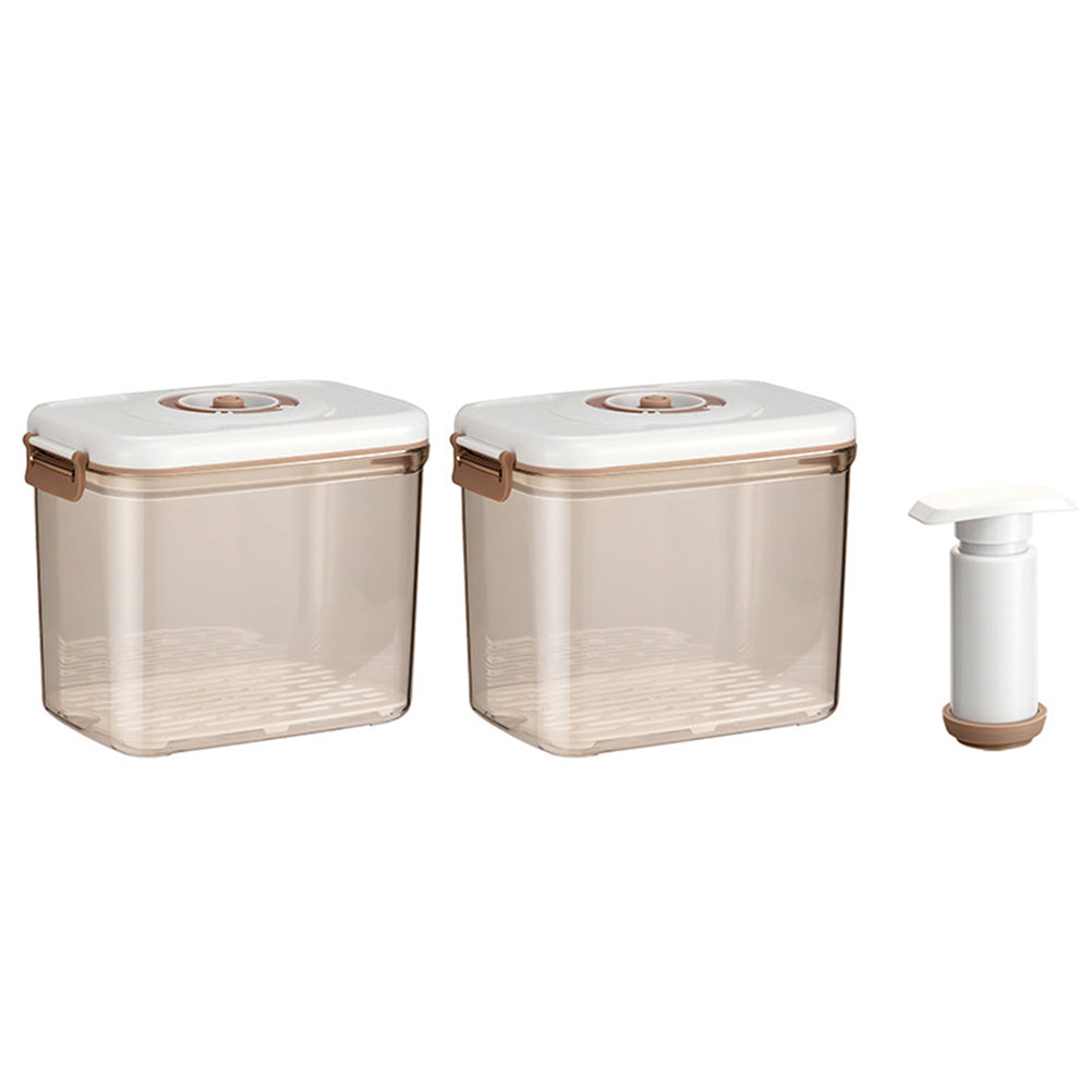 2Pcs Vacuum Seal Food Storage Container with Lid Strainer Vacuum Pump Airtight Food Storage