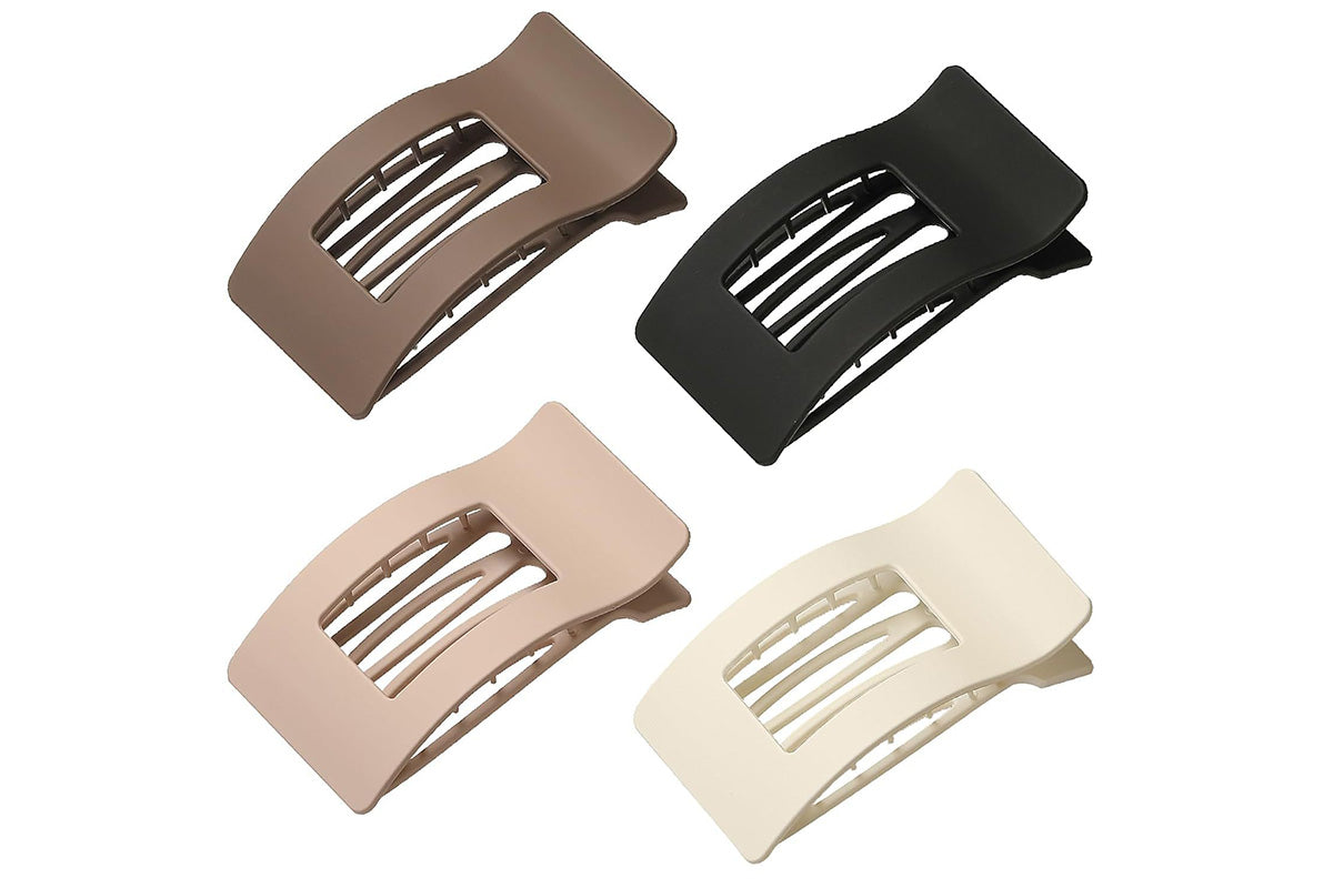 4PCS Flat Hair Clips Large Rectangle No-Slip Claw Clips For Women