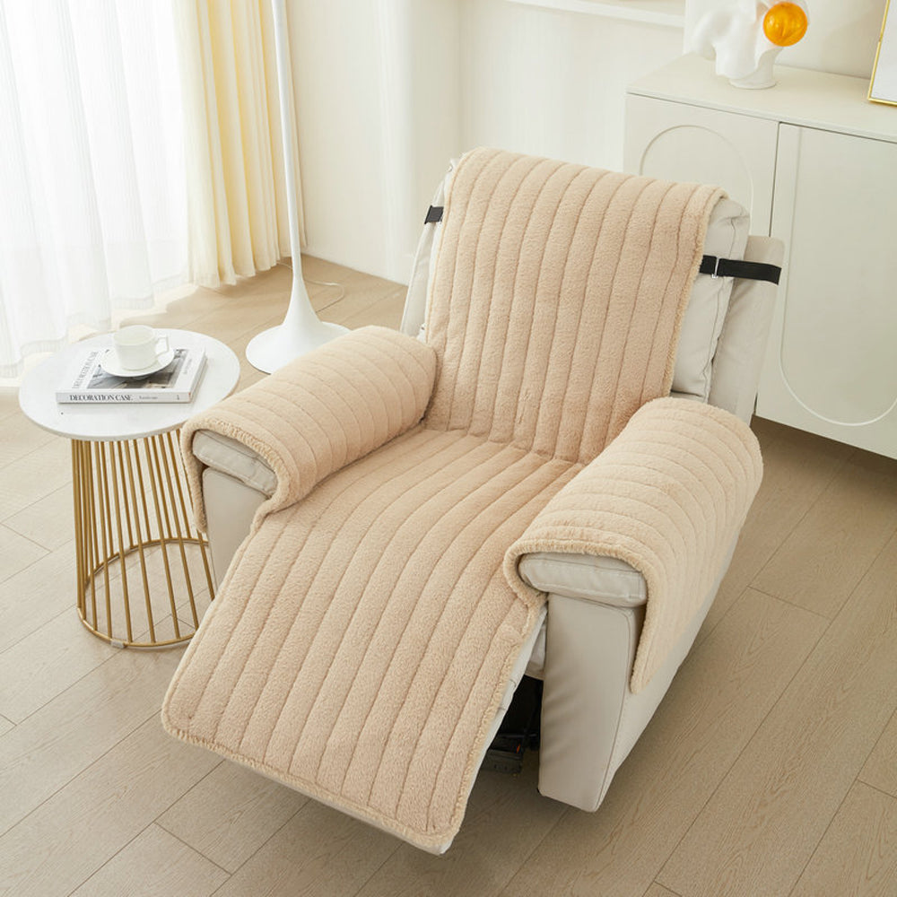 T-Shaped Plush Anti-Slip Recliner Slipcover