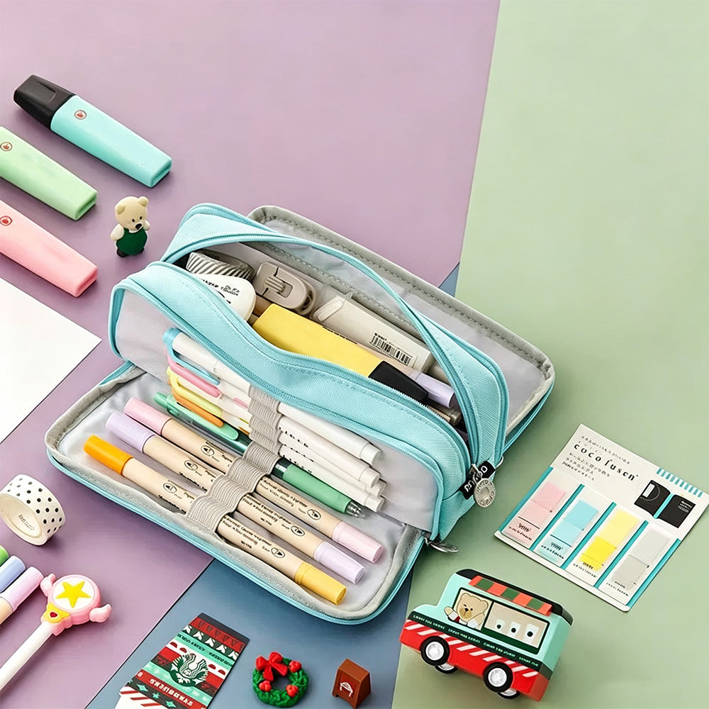Large Pencil Case with Multiple Compartments Stationery Organizer for Students