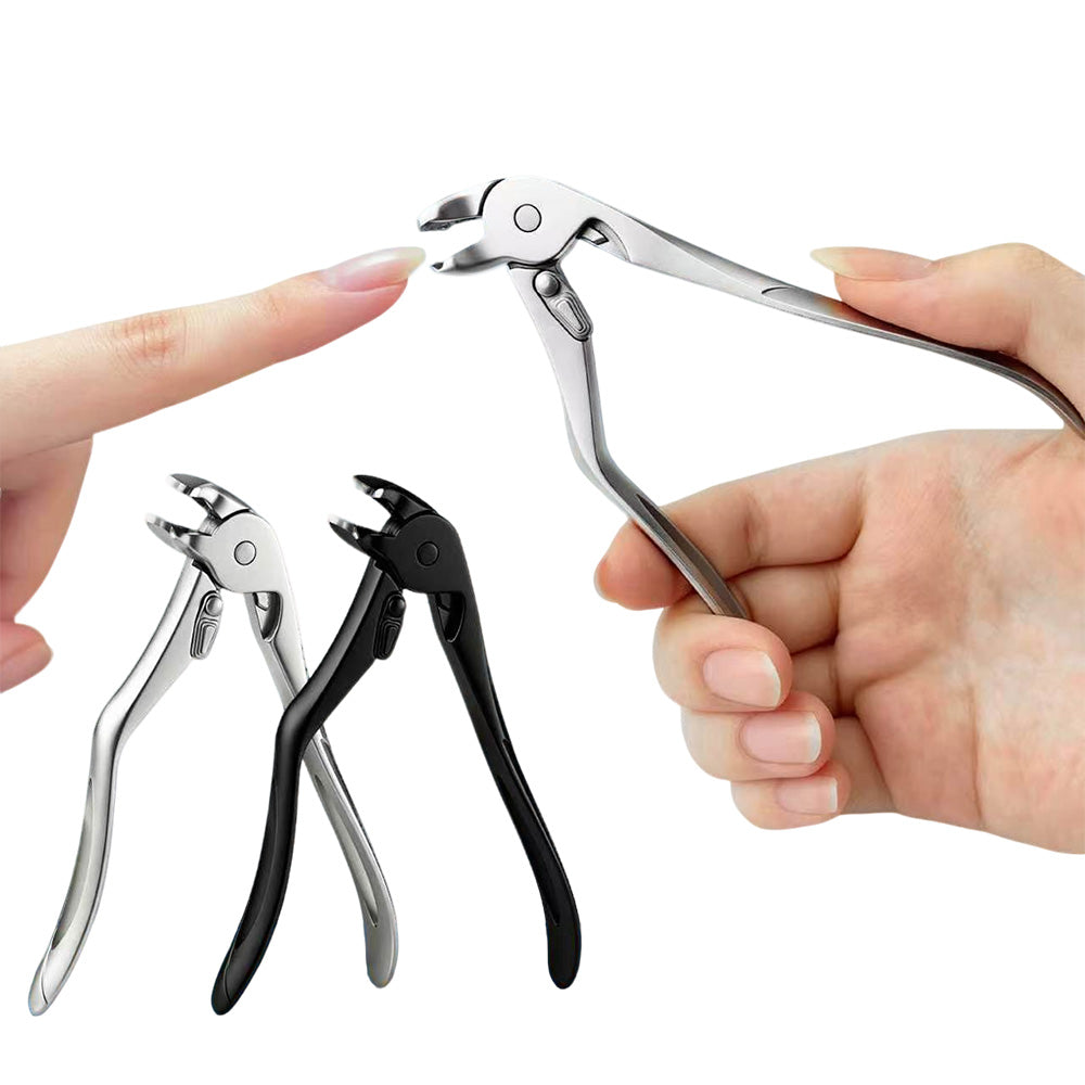 2Pcs Long Handled Curved Head Toe Nail Clipper-Black and Silver