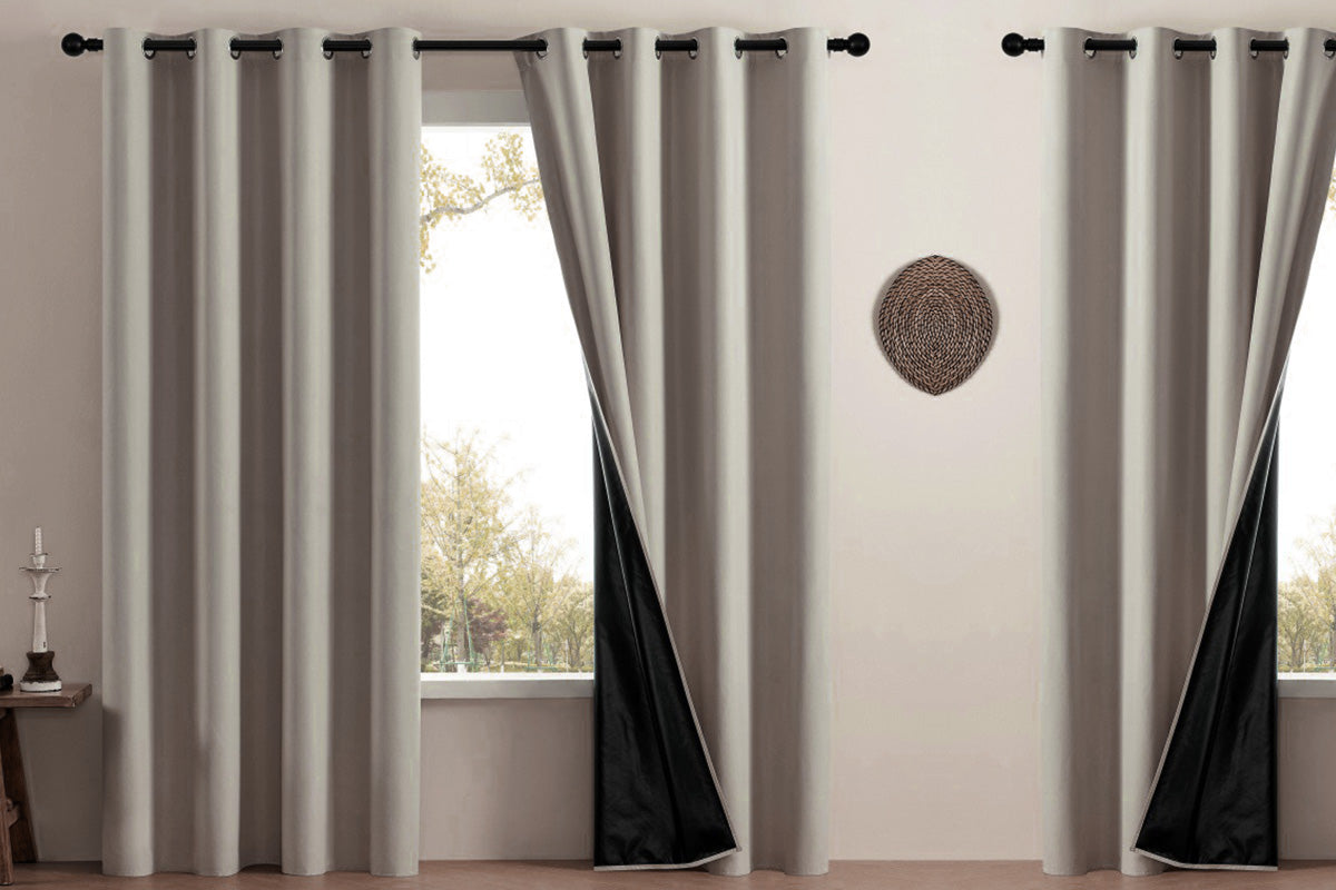 100 Percent Blackout Curtain Panel with Black Liner Heat & Light Blocking Drapes