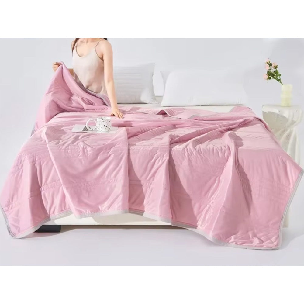 Cooling Summer Quilt Breathable Aircon Blanket-Pink