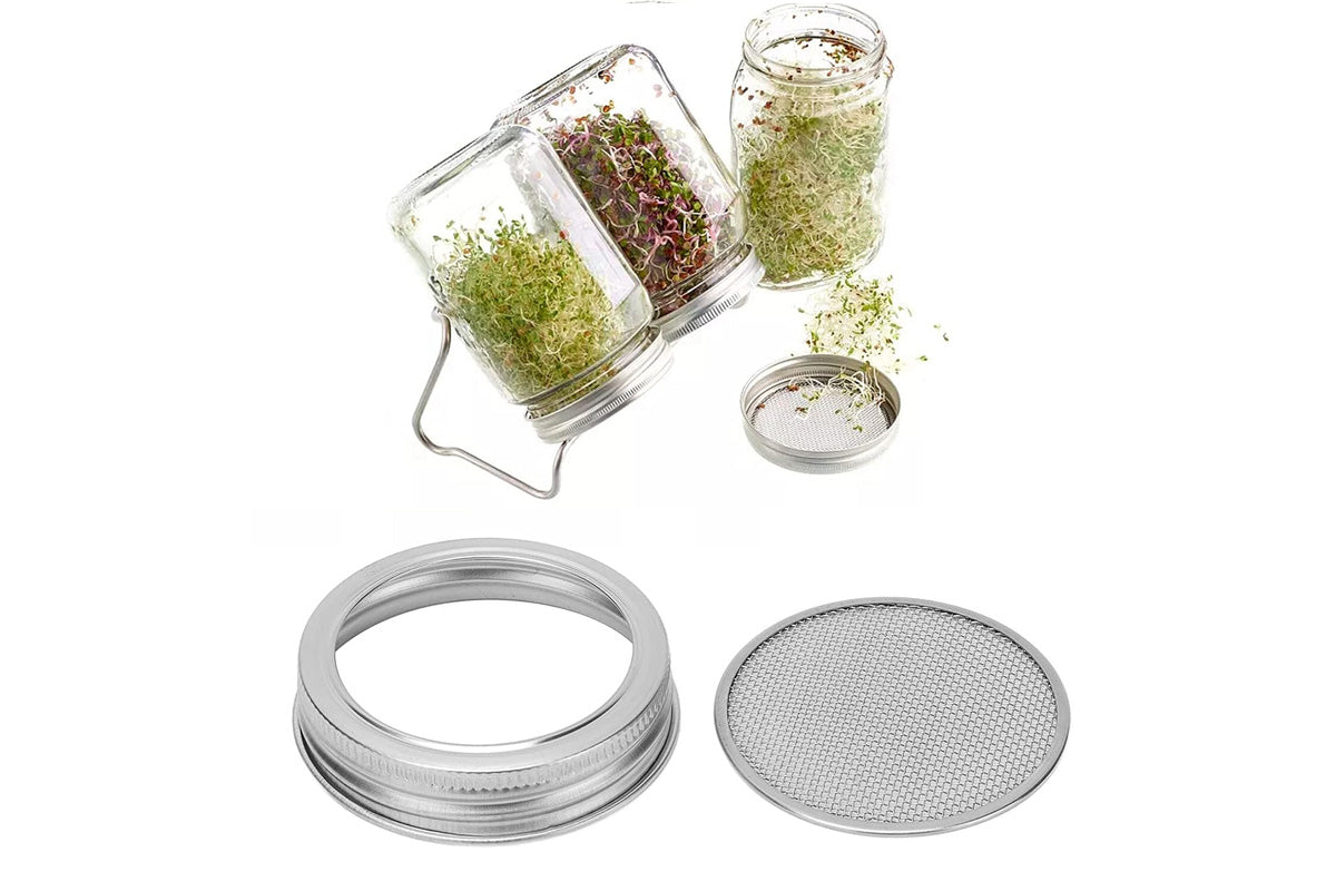 Stainless Steel Sprouting Lid with Mesh Filter for 32 oz Wide Mouth Mason Jars