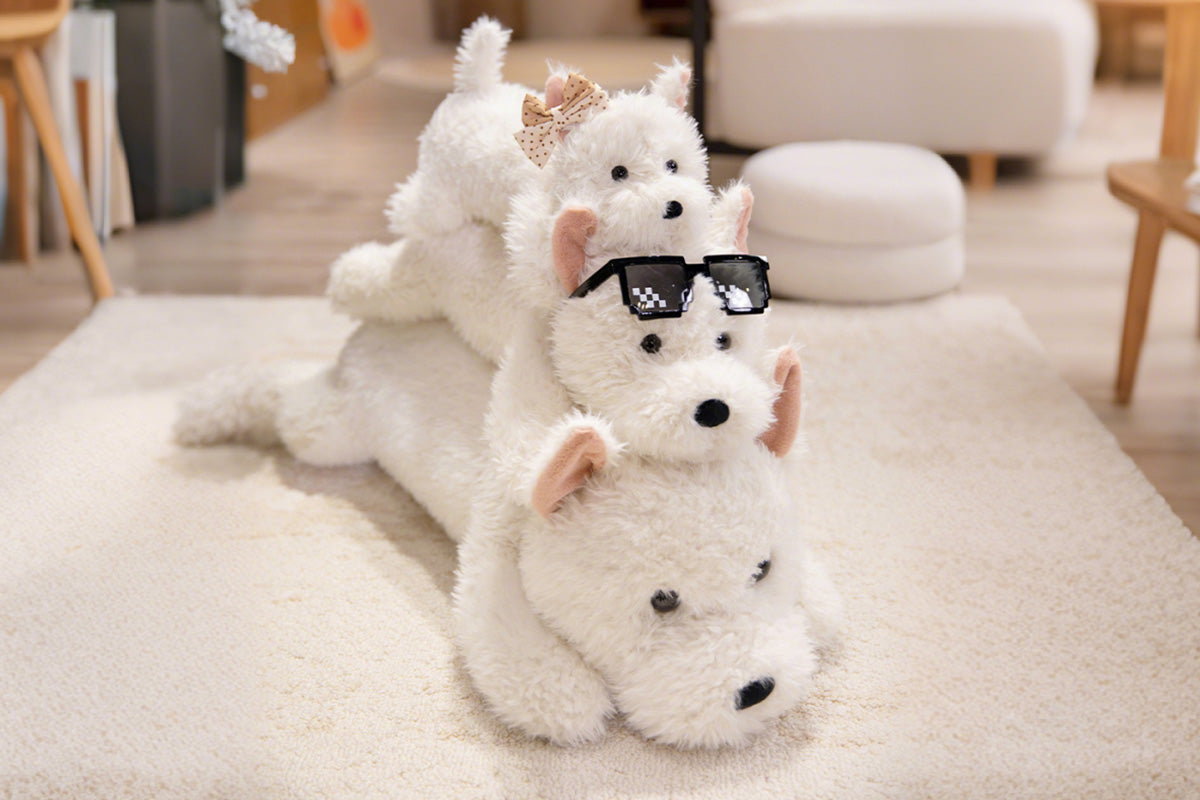 Stress Relief Realistic West Highland White Terrier Plush Toy Soft Cuddly Lying Stuffed Dog Animal