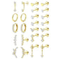 12 Pairs Women Earrings Studs and Hoops Set Fashion Cartilage Stackable Jewelry
