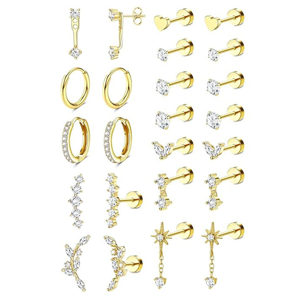 12 Pairs Women Earrings Studs and Hoops Set Fashion Cartilage Stackable Jewelry