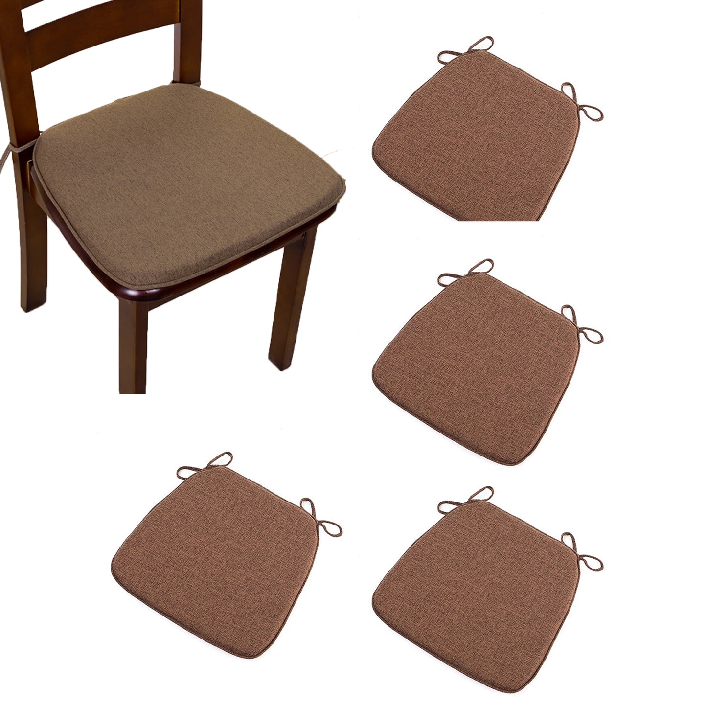 4Pcs Hoof-Shape Non-Slip Chair Cushion With Ties